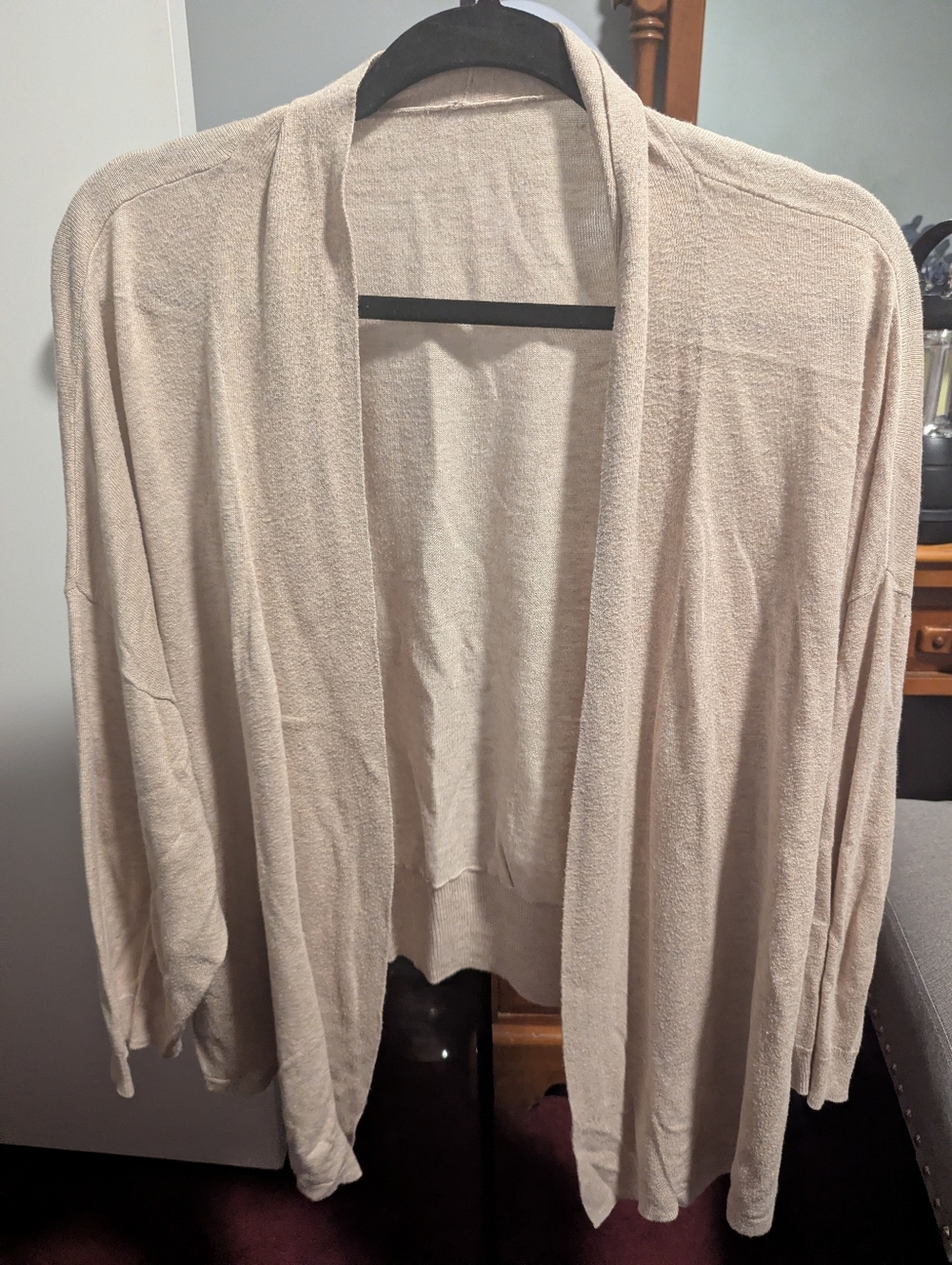 Light Beige Open-Front Women’s Cardigan Sweater